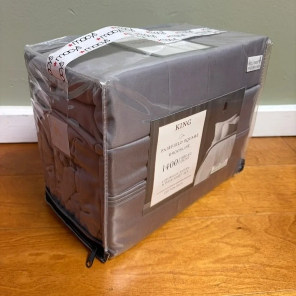 Fairfield Square Collection Brookline 1400-Thread Count 6-Pc King Sheet Set Gray